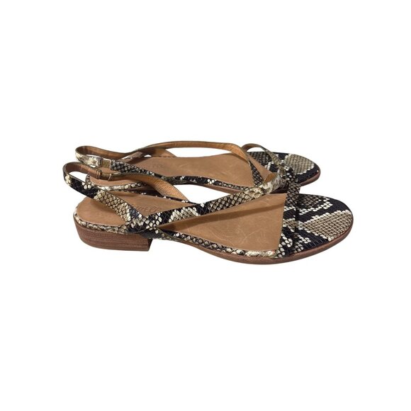 Madewell Snake Print Leather Sandals Size 8 Slingback Flat Heel Stylish & Comfor - Picture 3 of 6